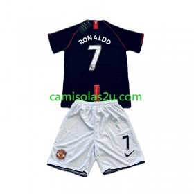 Camisolas de futebol Manchester United Cristiano Ronaldo 7 Retro Criança Equipamento Alternativa 2007-2008 Manga Curta